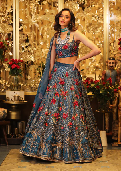 Blue Regal Embroidered Set, wedding wear in Tirur