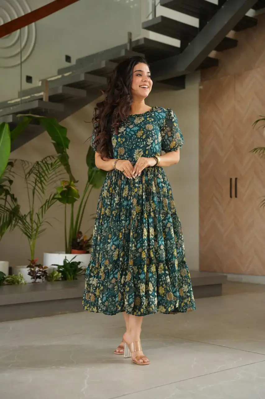 green floral midi dress, Western Wear In Tirur